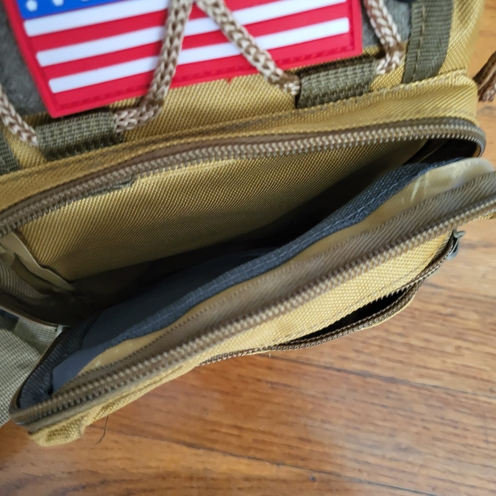 Small Tan Slingback‎ Backpack Tactical Military Style Hunting Camping Hiking - Picture 5 of 8